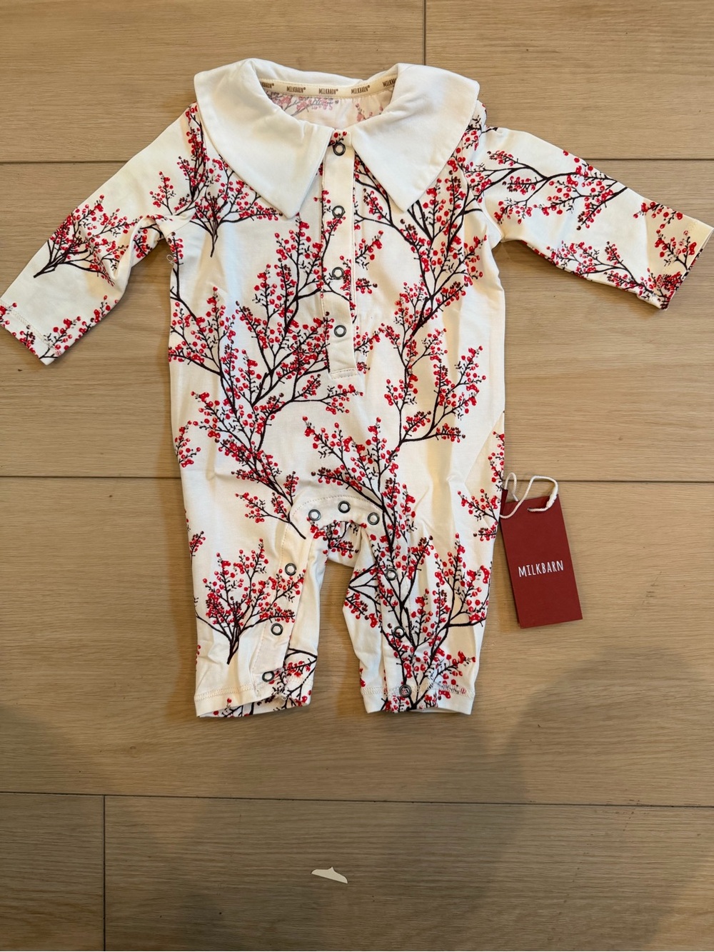 Milkbarn Winterberry Cotton Stretch Collar LS Jumpsuit